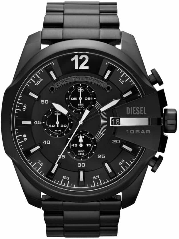 DIESEL Mega Chief Watch for Men, Chronograph Movement with Stainless Steel Strap