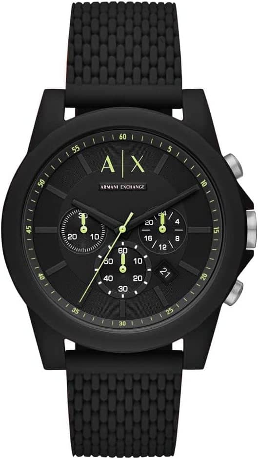 Armani Exchange Watch for Men, Quartz Chronograph Movement and 44mm Case Size with Silicone Strap