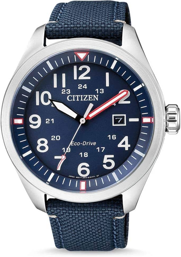 Citizen Men's Analogue Quartz Eco Drive Watch Aviator with Nylon Strap