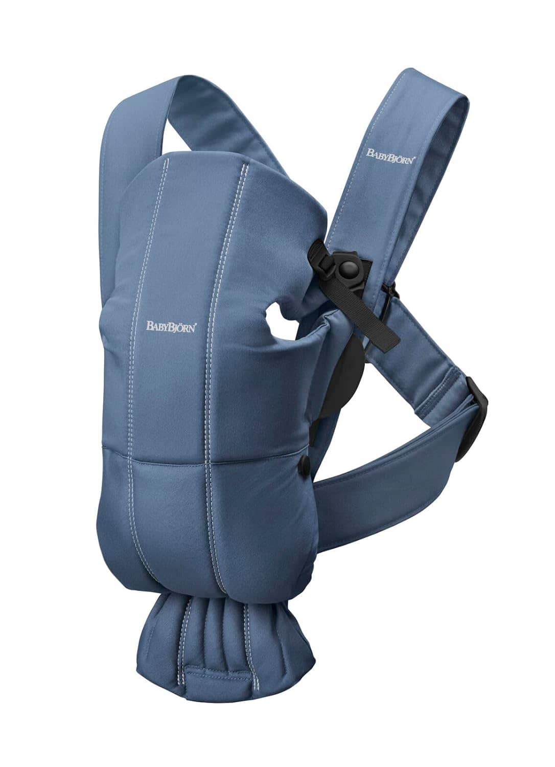 BabyBjörn Baby Carrier Mini, Vintage Indigo, Woven | Newborn Carrier (7-25 lbs), Ergonomic, Easy-to-Use