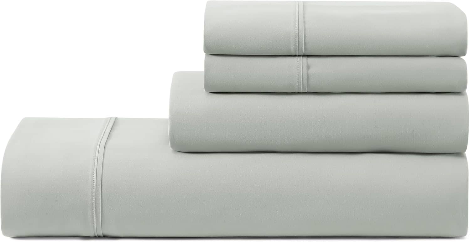 UGG Queen Sheet Set 4-Piece Luxury Cooling Sheets Deep Pockets Premium Bedding with 2 Pillow Shams Hypoallergenic Machine Washable Soft Lightweight Bed Set for Bedroom, Queen, Mineral Green (Hedi)