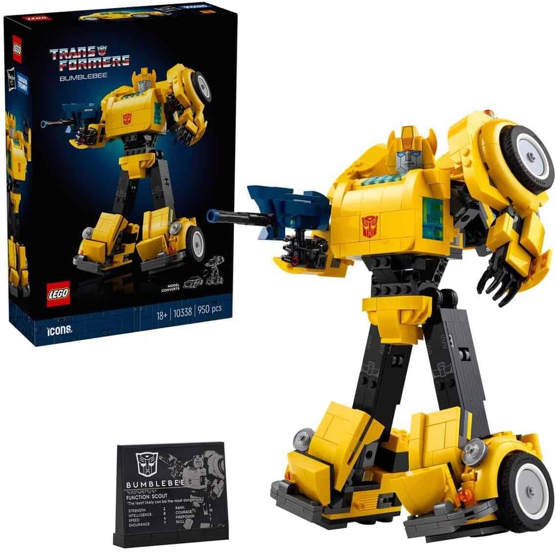 LEGO Icons Transformers Bumblebee Action Figure Building Set, Collectible Robot Model Kit for Adults to Build, Converts to Vehicle Mode, Gifts for Men, Women, Him, Her and Sci-Fi Fans 10338
