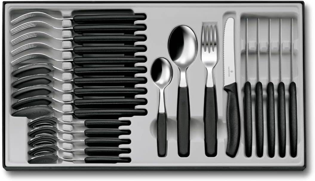 Victorinox Table Set Swiss Classic with Tomato Knife 24 Pieces, Stainless Steel, Black, 30 x 5 x 5 cm
