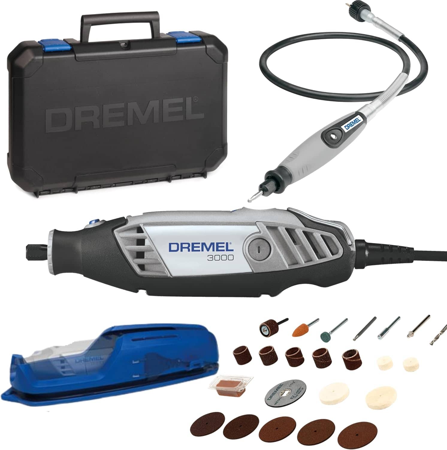 Dremel 3000 Multifunctional Tool 130 W, Set with 1 Attachment, 25 Accessories, Variable Speed 10,000 - 33,000 rpm for Cutting, Grinding, Engraving, Polishing, Sharpening, Cleaning, Carving
