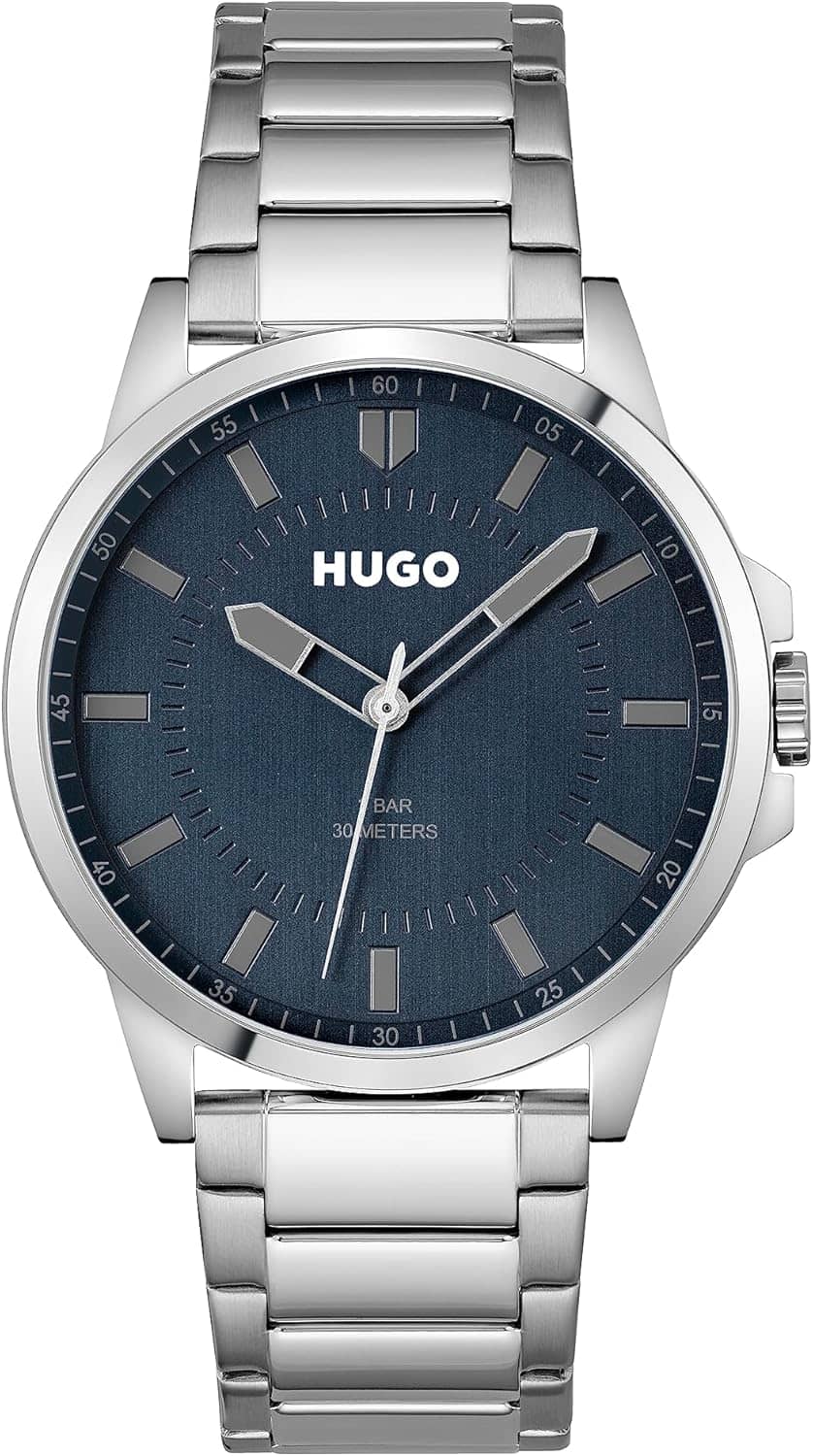 HUGO Analogue Quartz Watch for Men Collection #First - Available with Stainless Steel Bracelet or Leather Strap