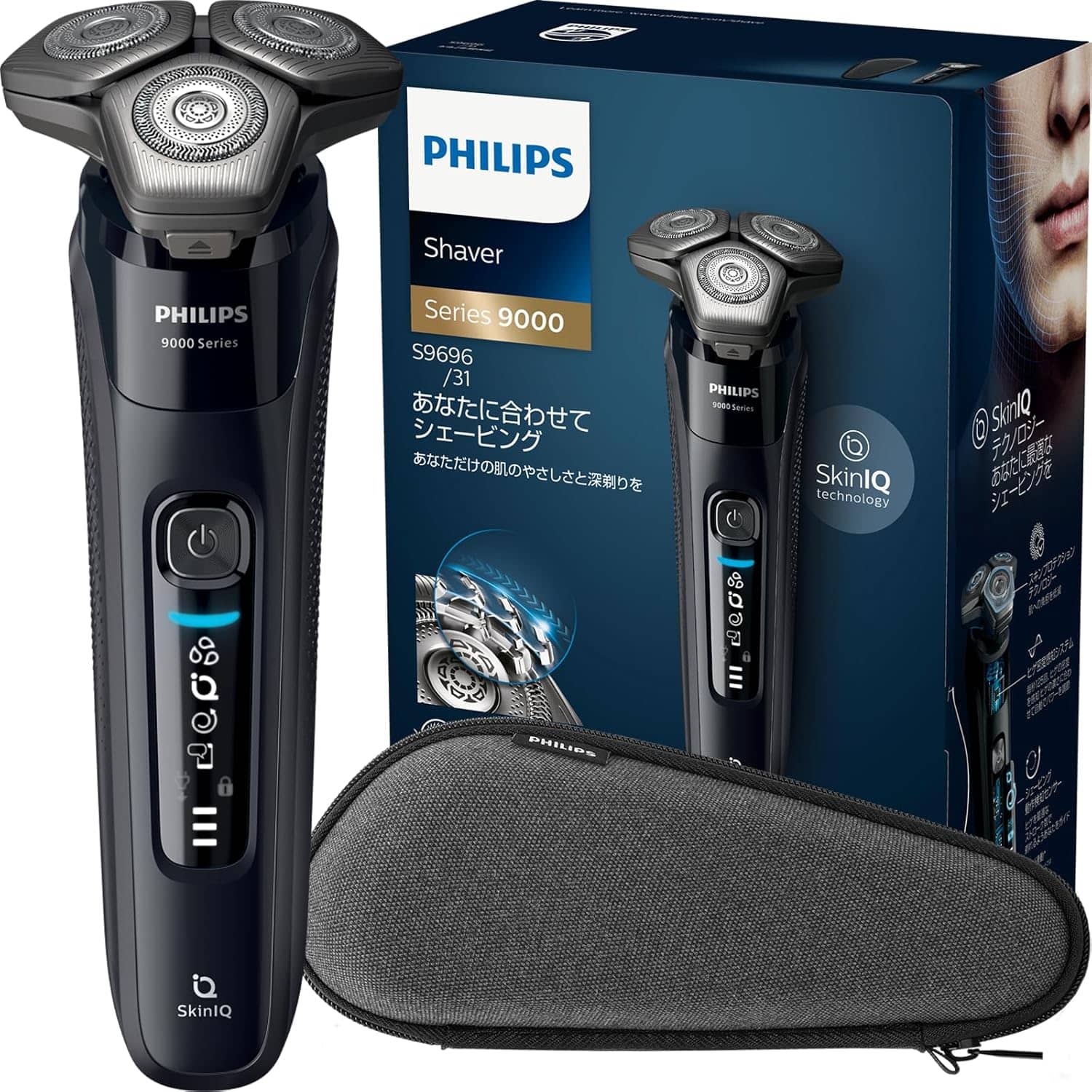 【Gentle on Skin】Philips Electric Shaver 9000 Series Electric Beard Trimmer for Men (72 Blades, Revolving/SkinIQ Technology, Can Be Used in the Bath & Washable) S9696/31 Black 【Amazon.co.jp Exclusive】