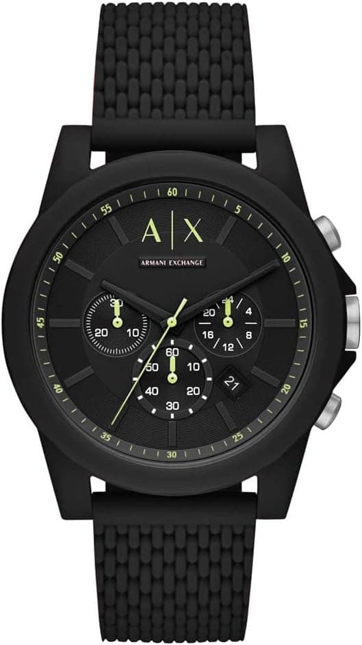 Armani Exchange Watch for Men, Quartz Chronograph Movement and 44mm Case Size with Silicone Strap