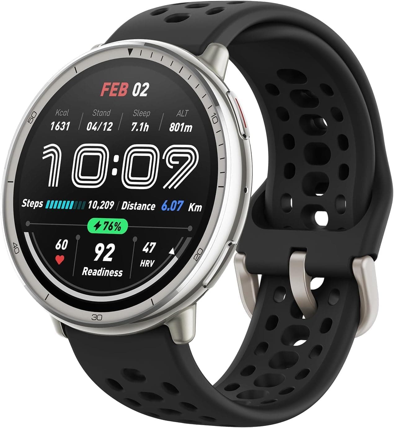 AMAZFIT Active 2 Smart Watch 44 mm, AI, Voice Control, GPS and Maps Included, 10 Day Battery, 160+ Sports Modes, 5 ATM Water Resistant for Android and iPhone, Black