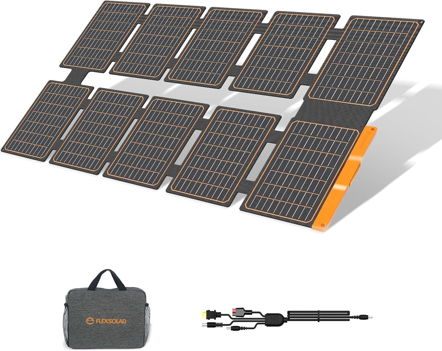 FlexSolar 100W Portable Solar Panel - 24% High Efficiency, IP67 Waterproof, QC3.0 USB-A/USB-C/DC Output for Small Power Station, Camping, RV & Emergency