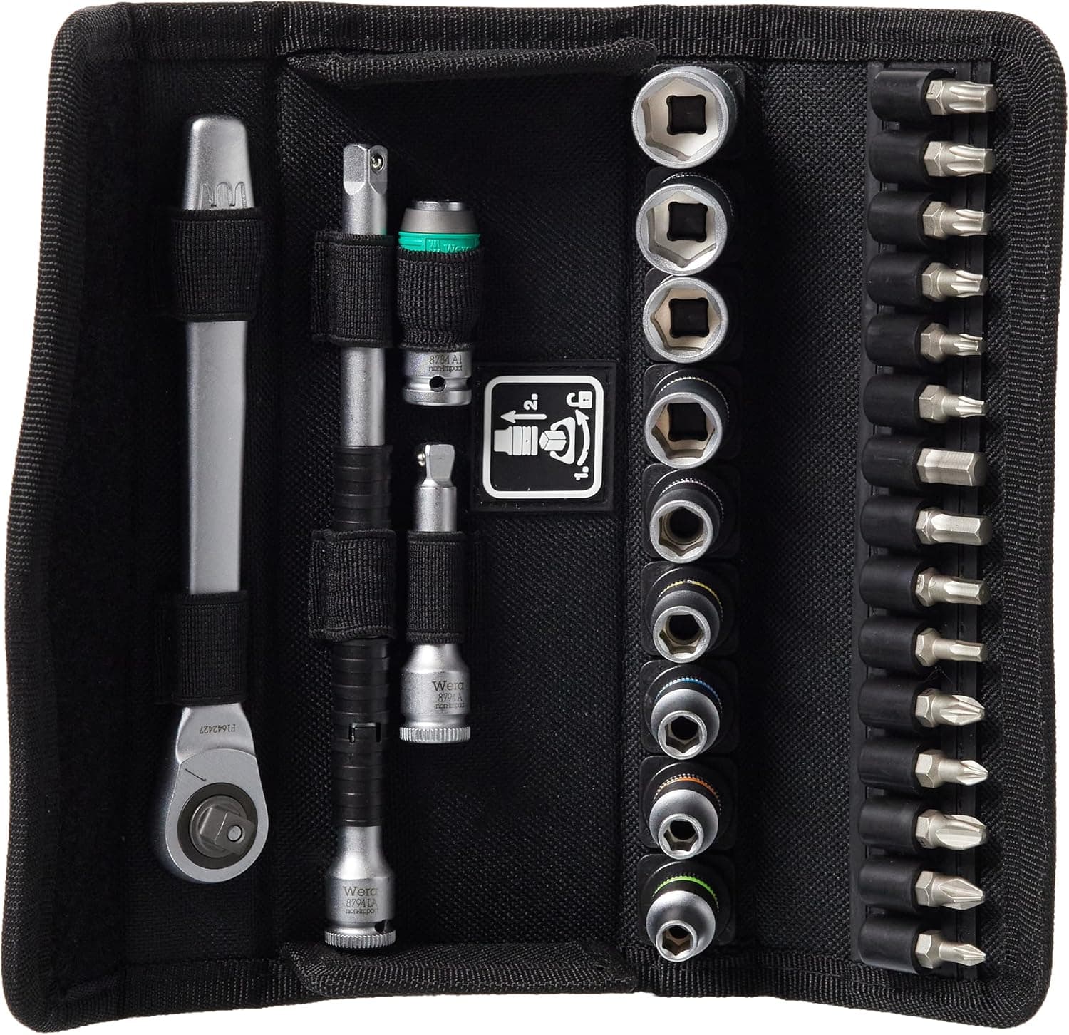 WERA 05004018001 Metric 1/4-inch Drive Zyklop 8100 SA8 Metal-Switch Slim Ratchet and Socket Set (28 Pieces)