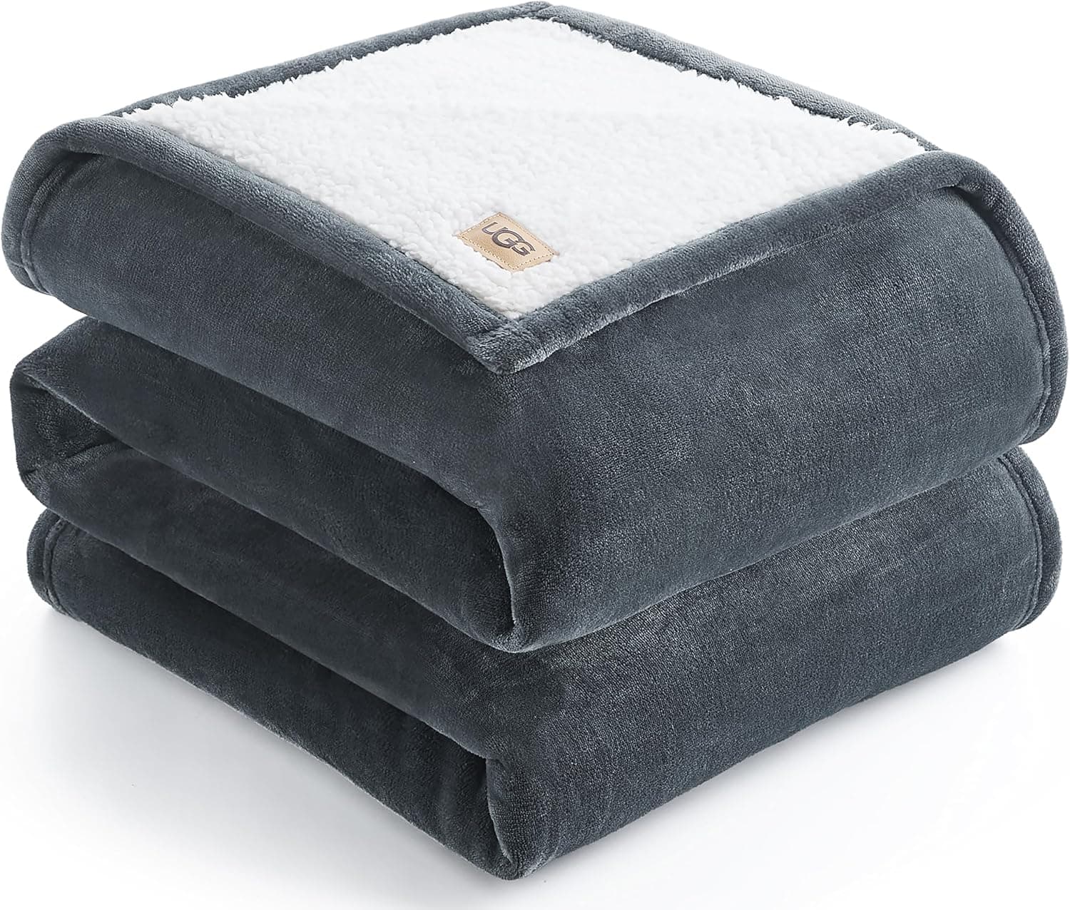 UGG Nita Full/Queen Blanket Fleece Fluffy Reversible Soft Fuzzy Bedding Cozy Plush Warm Oversized Blanket Machine Washable Bedroom Decor for Big Couch or Bed, 90-inch x 90-inch, Charcoal Grey