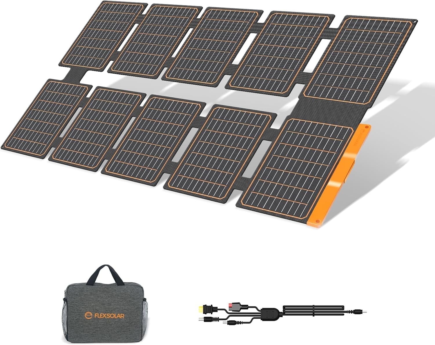 FlexSolar 100W Portable Solar Panel - 24% High Efficiency, IP67 Waterproof, QC3.0 USB-A/USB-C/DC Output for Small Power Station, Camping, RV & Emergency